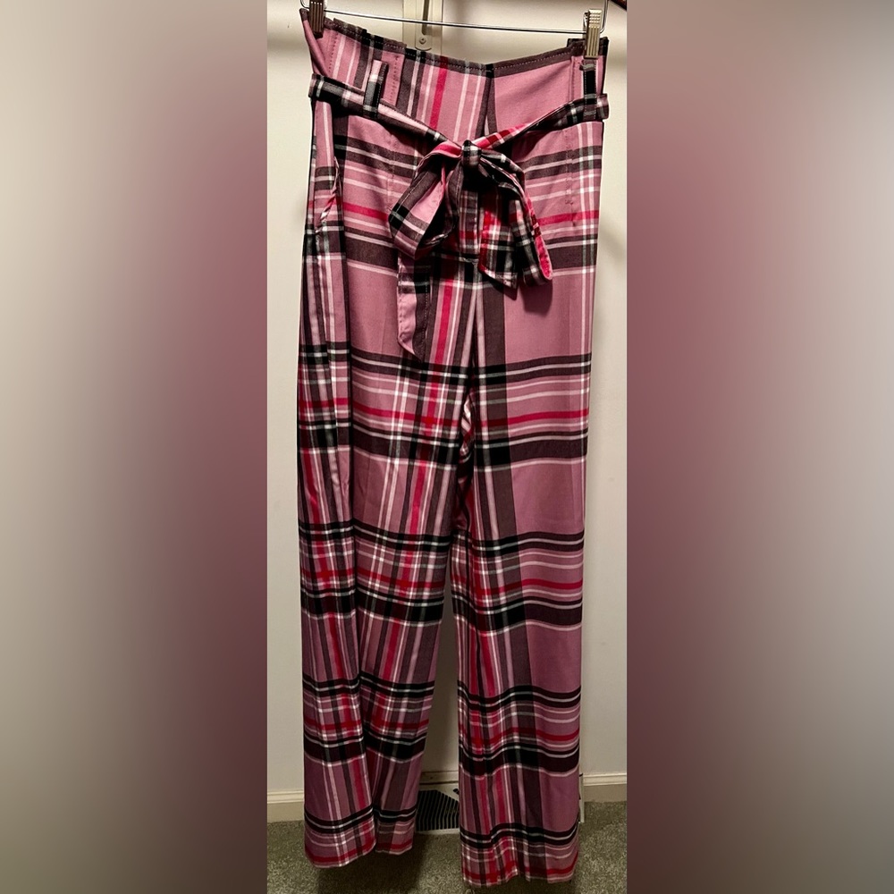 NY and Company 7th Avenue Women’s Pink and Black Striped Palazzo Pants